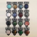 Stone Owl Pendant Necklace for Jewelry Making 16pcs/lot Men Charm Accessories
