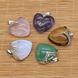 Natural Stone Pendant Heart Shape Charms for Jewelry Making DIY