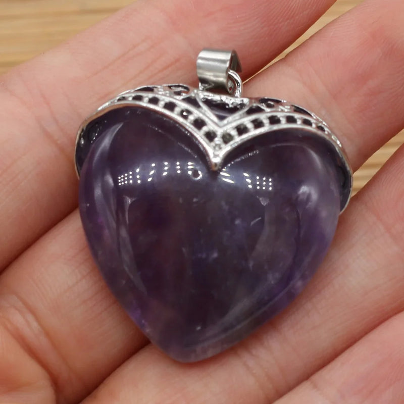 Natural Stone Pendant Heart Shape Charms for Jewelry Making DIY