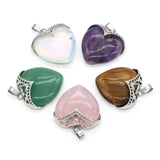 Natural Stone Pendant Heart Shape Charms for Jewelry Making DIY
