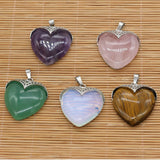 Natural Stone Pendant Heart Shape Charms for Jewelry Making DIY