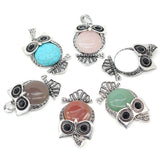 Natural Stone Owl Pendant Vintage Animal Charms for Jewelry Making