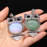 Natural Stone Owl Pendant Vintage Animal Charms for Jewelry Making