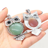 Natural Stone Owl Pendant Vintage Animal Charms for Jewelry Making