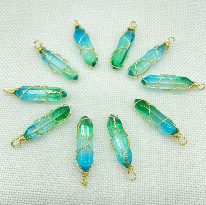 Natural Stone Amethyst Crystal Pendants for Jewelry Making
