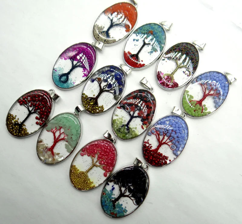 7 Chakra Reiki Healing Tree Pendant for DIY Jewelry Making