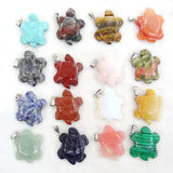 Crystal Turquoises Tiger Eye Turtle Charm Pendant for DIY Jewelry