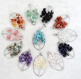 Natural Stone Egg Shape Wisdom Tree Pendant DIY Jewelry Making Necklace 6PCS