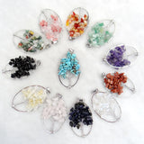 Natural Stone Egg Shape Wisdom Tree Pendant DIY Jewelry Making Necklace 6PCS