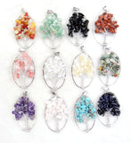 Natural Stone Egg Shape Wisdom Tree Pendant DIY Jewelry Making Necklace 6PCS