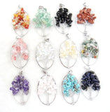 Natural Stone Egg Shape Wisdom Tree Pendant DIY Jewelry Making Necklace 6PCS