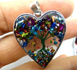 7 Chakra Reiki Healing Tree Heart Pendant