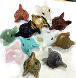 Quartz Crystal Tiger Eye Carved Fox Pendant Necklace DIY Jewelry 2pc