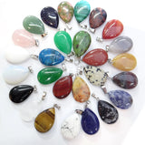Natural Stone Quartz Crystal Tiger Eye Lapis Turquoises Opal Teardrop Pendants
