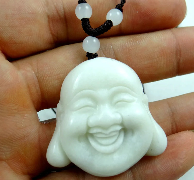 Natural Stone Quartz Crystal Buddha Head Amulet Pendant for DIY Jewelry Making