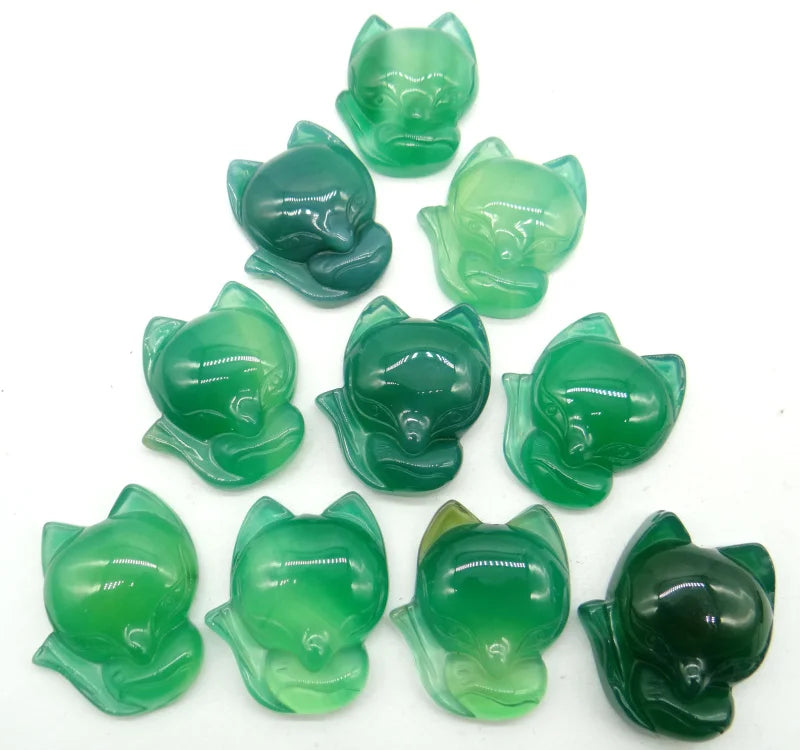 6pcs Natural Stone Fox Charm Pendant for DIY Jewelry Making