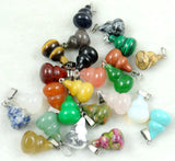 Natural Stone Quartz Crystal Turquoises Opal Tiger Eye Gourd Shape Pendant