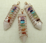 7 Chakra Amethysts Wire Winding Pendant for Jewelry Making