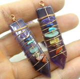 7 Chakra Amethysts Wire Winding Pendant for Jewelry Making