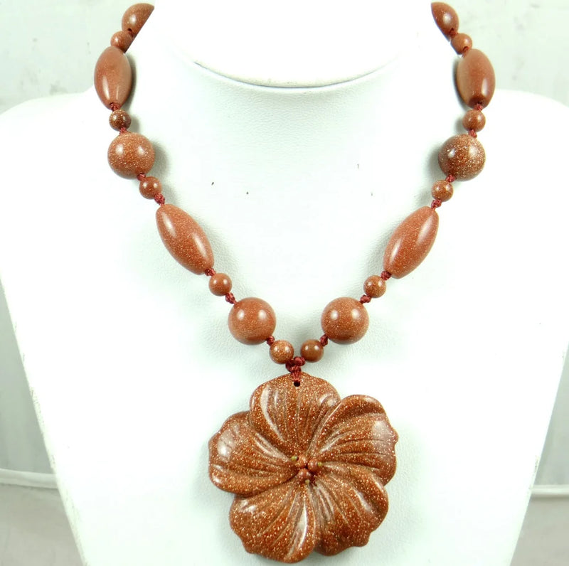 Natural Stone Quartz Crystal Aventurine Turquoises Tiger Eye Flower Pendant