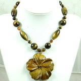 Natural Stone Quartz Crystal Aventurine Turquoises Tiger Eye Flower Pendant