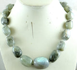 Quartz Crystal Lapis Lazuli Labradorite Beaded Pendant Necklace