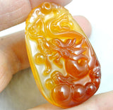 Dragon Pendant Natural Stone Marine Chalcedony Necklace 3Pcs