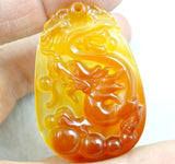 Dragon Pendant Natural Stone Marine Chalcedony Necklace 3Pcs