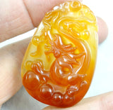 Dragon Pendant Natural Stone Marine Chalcedony Necklace 3Pcs