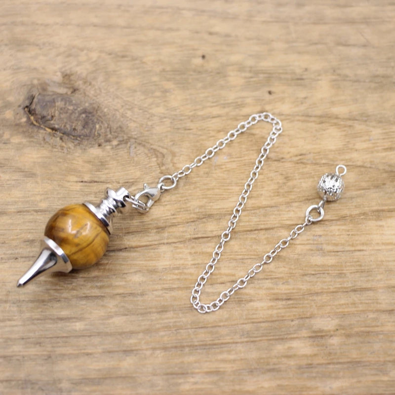 Natural Stone Radiesthesia Pendulum for Dowsing Spiritual Divination Wicca
