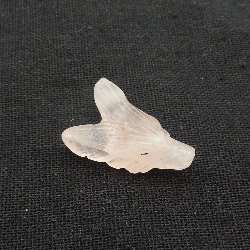 Rose Quartz Carved Wolf Head Pendant Bead