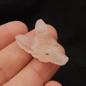 Rose Quartz Carved Wolf Head Pendant Bead