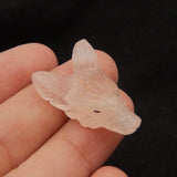 Rose Quartz Carved Wolf Head Pendant Bead