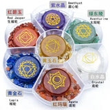7 Chakra Stones Set Crystal Gravel Chips with Plastic Container