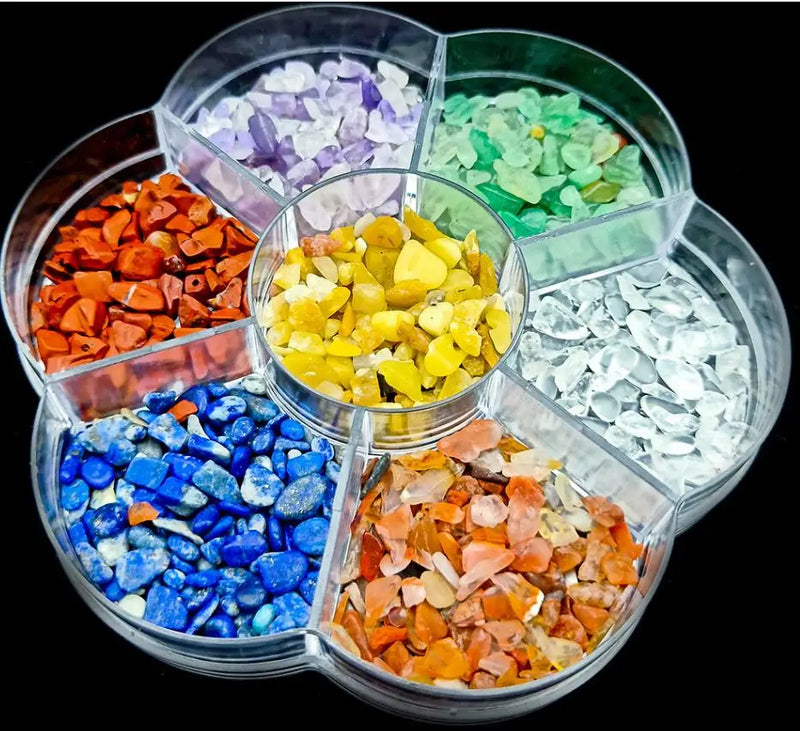 7 Chakra Stones Set Crystal Gravel Chips with Plastic Container