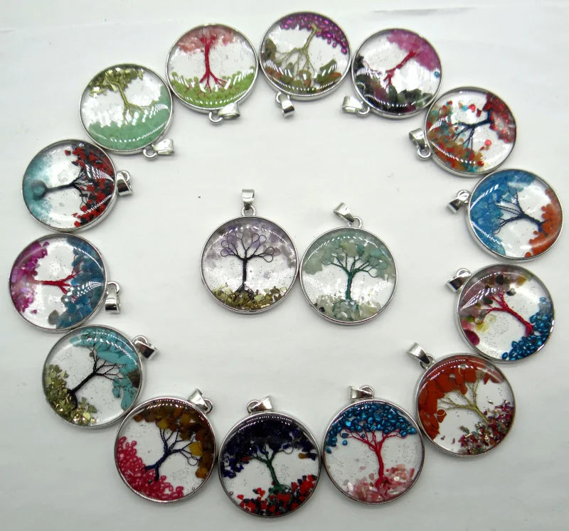 7 Chakra Reiki Tree Pendant Natural Stone DIY Jewelry
