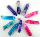 Mixed Natural Stone Pillar Pendant for DIY Jewelry Making 24pcs