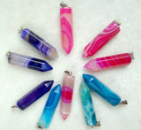Mixed Natural Stone Pillar Pendant for DIY Jewelry Making 24pcs