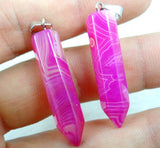 Mixed Natural Stone Pillar Pendant for DIY Jewelry Making 24pcs