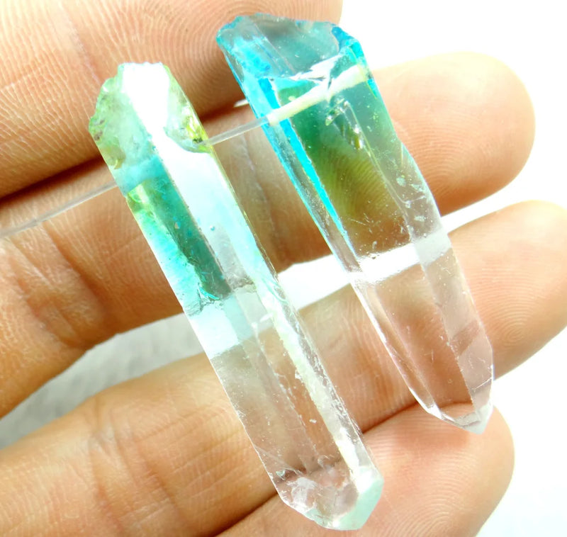 10PCS Turquoise Quartz Crystal Titanium Crystal Pendant for DIY Jewelry