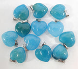 24PCS Natural Stone Heart Pendants for DIY Jewelry Making