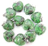 24PCS Natural Stone Heart Pendants for DIY Jewelry Making