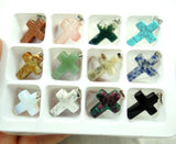 Turquoise Quartz Tiger Eye Aventurine Cross Pendant DIY Jewelry 12pcs