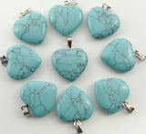 Turquoise Aventurine Tiger Eye Heart Pendants for Jewelry Making