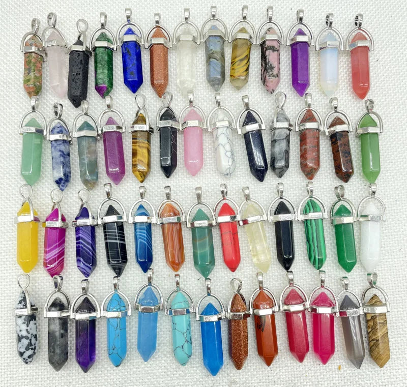 Volcanic Rock Turquoise Quartz Crystal Pendant for DIY Jewelry