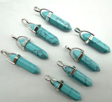 Volcanic Rock Stone Pillar Turquoises Quartz Crystal Pendant