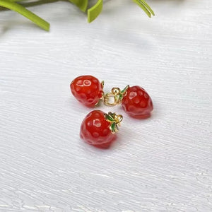 Natural Stone Agate Carved Strawberry and Peach Pendant DIY Bracelet Necklace