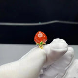 Natural Stone Agate Carved Strawberry and Peach Pendant DIY Bracelet Necklace