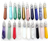 8pc Natural Stone Amethyst Quartz Crystal Lapis Tiger Eye Chakra Pendant