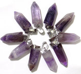 Natural Stone Amethyst Rose Quartz Agate Mix Pillar Charms for DIY Jewelry